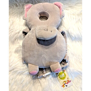 Plush Elephant Head Protector Pillow - Gray Pink